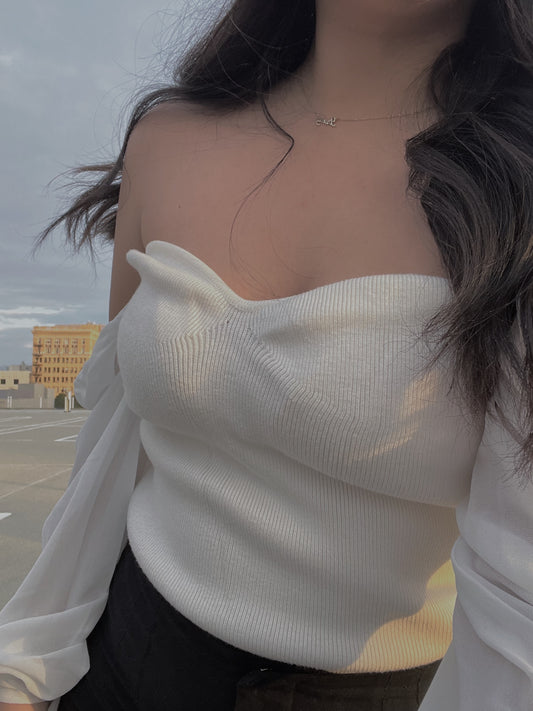 White sweater top